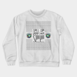 Patchwork Eye Tell Me What You See Line Art Crewneck Sweatshirt